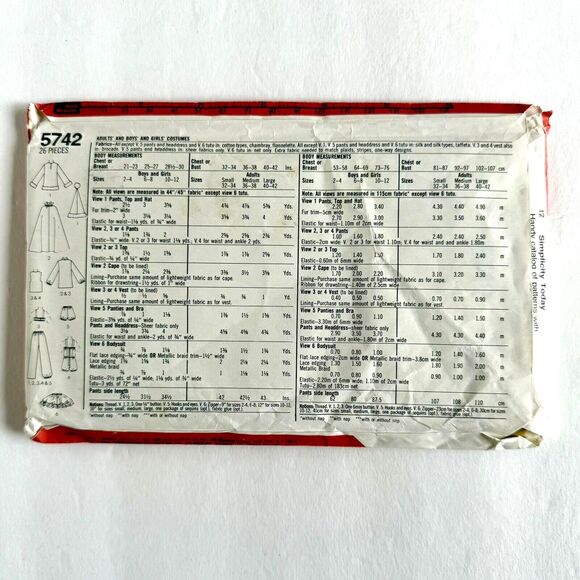 Kids Costume Pattern Simplicity 5742 Santa Pirate Dracula Ballerina Genie Sz 2-4 - Picture 2 of 3